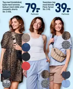 REMA 1000 Top med bindebånd, kjole med lommer, bukser med vidde eller musselin shorts, Seamless top med blone tilbud