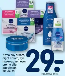 REMA 1000 Nivea day cream, night cream, eye make-up remover, creme eller bodylotion tilbud