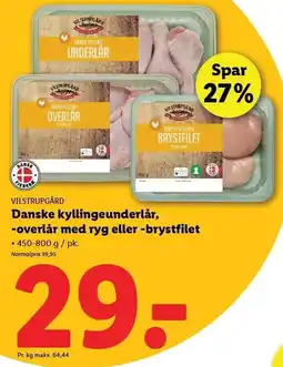 Lidl VILSTRUPGÅRD Danske kyllingeunderlår, -overlår med ryg eller -brystfilet tilbud