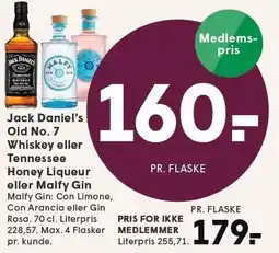 SPAR Jack Daniel's Old No. 7 Whiskey eller Tennessee Honey Liqueur eller Malfy Gin tilbud