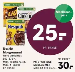 SPAR Nestlé Morgenmad tilbud