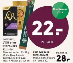 SPAR Lavazza, L'OR eller Starbucks Kapsler tilbud