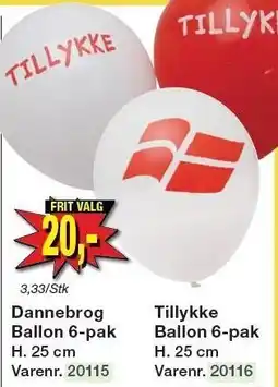 Harald Nyborg Dannebrog Ballon 6-pak eller Tillykke Ballon 6-pak tilbud