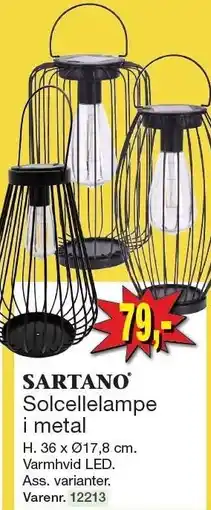 Harald Nyborg SARTANO Solcellelampe i metal tilbud
