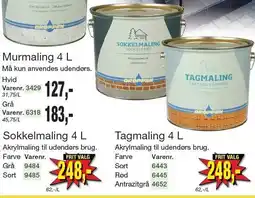 Harald Nyborg Murmaling 4 L, Sokkelmaling 4 L eller Tagmaling 4 L tilbud