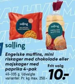 Bilka Salling Engelske muffins, mini riskager med chokolade eller majskager med paprika 4-pak tilbud