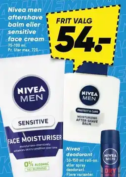 Bilka Nivea men aftershave balm eller sensitive face cream tilbud