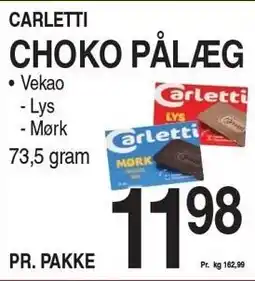 ABC Lavpris CARLETTI CHOKO PÅLÆG tilbud