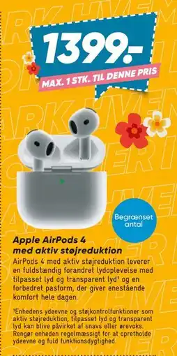 Bilka Apple AirPods 4 med aktiv støjreduktion tilbud