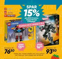 Bilka SPAR 15% på LEGO Creator, Super Heroes & Ninjago tilbud