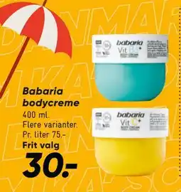 Bilka Babaria bodycreme tilbud