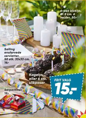 Bilka Salling ensfarvede servietter tilbud
