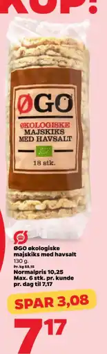 Netto ØGO økologiske majskiks med havsalt tilbud
