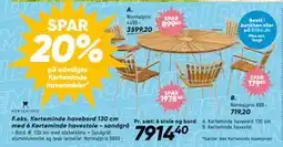 Bilka Kerteminde havebord 130 cm med 6 Kerteminde havestole - sandgrå tilbud