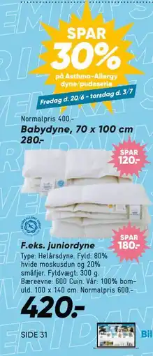 Bilka Spar 30% på Asthma-Allergy dyne/pudeserie tilbud