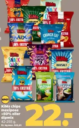 Netto KiMs chips maxipose +50% eller dipmix tilbud