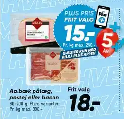 Bilka Aalbæk pålæg, postej eller bacon tilbud
