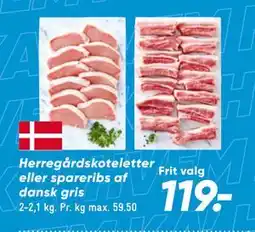 Bilka Herregårdskoteletter eller spareribs af dansk gris tilbud
