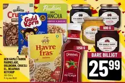 Løvbjerg DEN GAMLE FABRIK MARMELADE, GULDKORN, CRUESLI EL. BEAUVAIS KETCHUP tilbud
