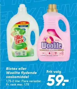 Bilka Biotex eller Woolite flydende vaskemiddel tilbud