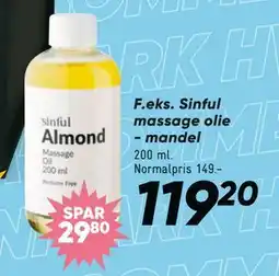 Bilka Sinful massage olie - mandel tilbud