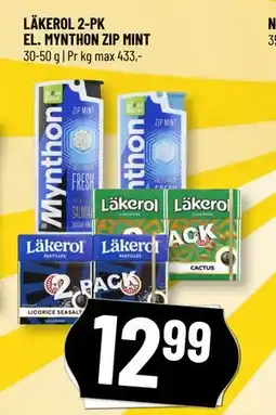 Løvbjerg LÄKEROL 2-PK EL. MYNTHON ZIP MINT tilbud