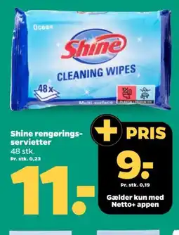 Netto Shine rengørings- servietter tilbud