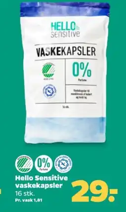 Netto Hello Sensitive vaskekapsler 16 stk. tilbud