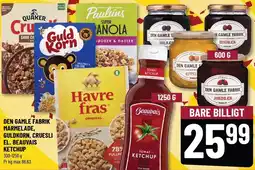 Løvbjerg DEN GAMLE FABRIK MARMELADE, GULDKORN CRUESLI EL. BEAUVAIS KECTHUP tilbud