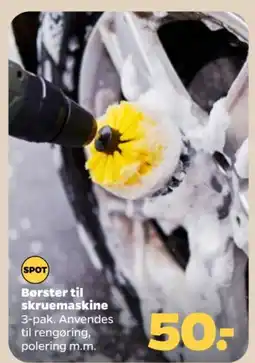 Børster til skruemaskine 3-pak. Anvendes til rengøring, polering m.m.