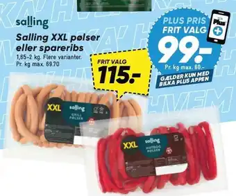 Bilka Salling XXL pølser eller spareribs tilbud