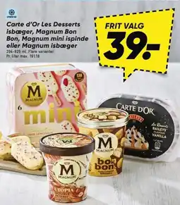 Bilka Carte d'Or Les Desserts isbæger, Magnum Bon Bon, Magnum mini ispinde eller Magnum isbæger tilbud