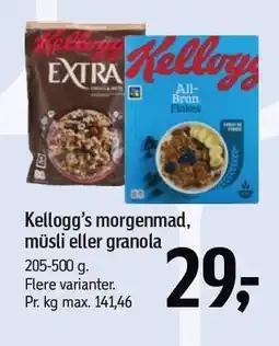 Føtex Kellogg's morgenmad, müsli eller granola tilbud