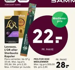 SPAR Lavazza, L’OR eller Starbucks Kapsler tilbud