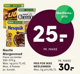 SPAR Nestlé Morgenmad tilbud