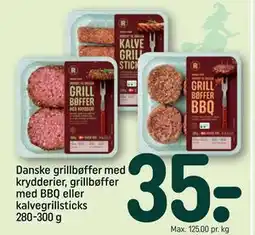 REMA 1000 Danske grillbøffer med krydderier, grillbøffer med BBQ eller kalvegrillsticks 280-300 g tilbud