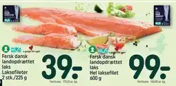 REMA 1000 Fersk dansk landopdrættet laks Hel laksefilet 600 g tilbud
