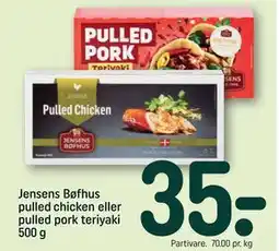 REMA 1000 Jensens Bøfhus pulled chicken eller pulled pork teriyaki 500 g tilbud
