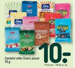 REMA 1000 Carletti eller Evers poser 70 g tilbud