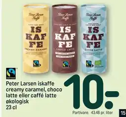 REMA 1000 Peter Larsen iskaffe creamy caramel, choco latte eller caffé latte økologisk 23 cl tilbud
