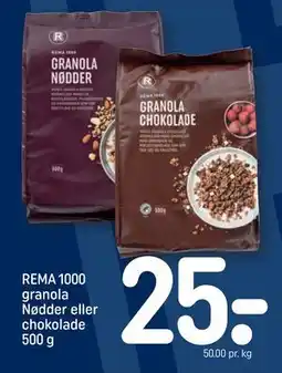 REMA 1000 REMA 1000 granola Nødder eller chokolade 500 g tilbud