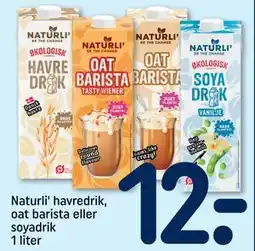 REMA 1000 Naturli' havredrik, oat barista eller soyadrik 1 liter tilbud