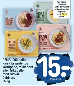 REMA 1000 REMA 1000 boller i karry, brændende kærlighed, millionbøf eller frikadeller med rødkål tilbud