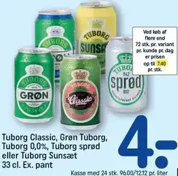 REMA 1000 Tuborg Classic, Grøn Tuborg, Tuborg 0,0%, Tuborg sprød eller Tuborg Sunsæt tilbud