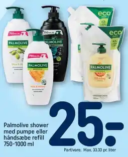 REMA 1000 Palmolive shower med pumpe eller håndsæbe refill tilbud