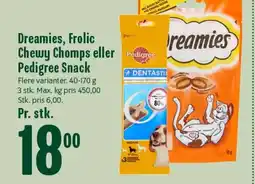 Min Købmand Dreamies, frolic chewy chomps eller pedigree tilbud