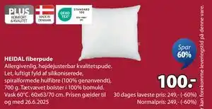 JYSK HEIDAL fiberpude tilbud