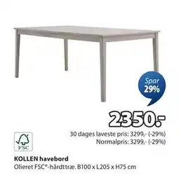JYSK KOLLEN havebord tilbud