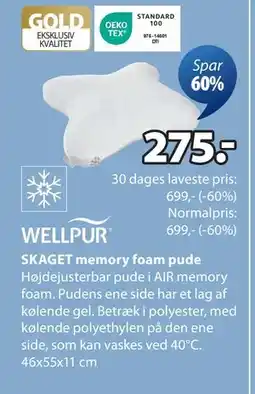 JYSK SKAGET memory foam pude tilbud