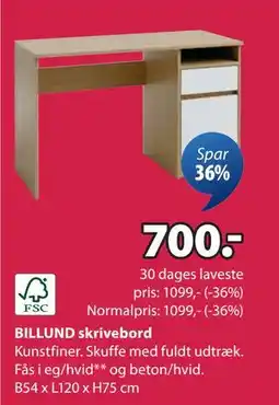 JYSK BILLUND skrivebord tilbud